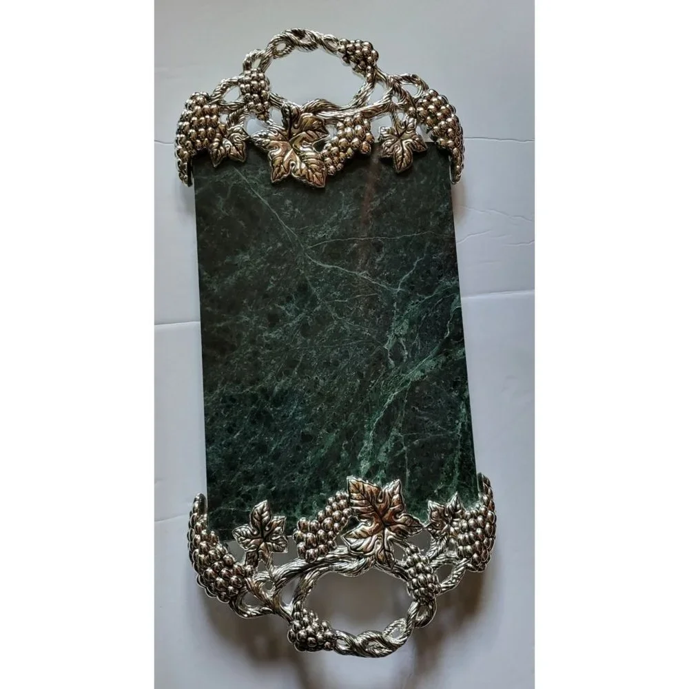 Vintage Godinger Silver Art Co Ltd Marble Slab Tray